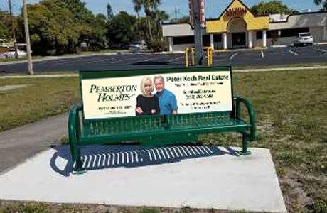 Eye-catching large format graphics for bus benches, billboards and roadside signage.