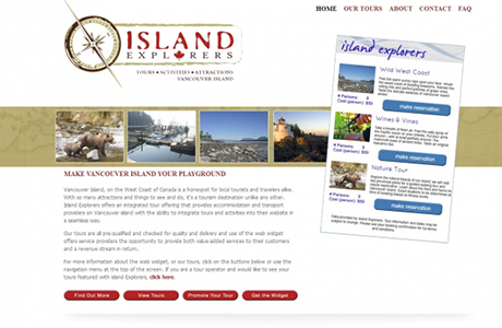 Island Explorers | Tourism venue listings and reservation widget.
